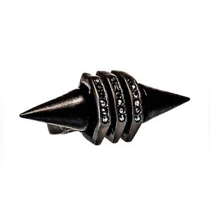 NEW - Bold Edgy Black Gunmetal Pave Rhinestone Spike Ring by Sam Edelman - Sz 7